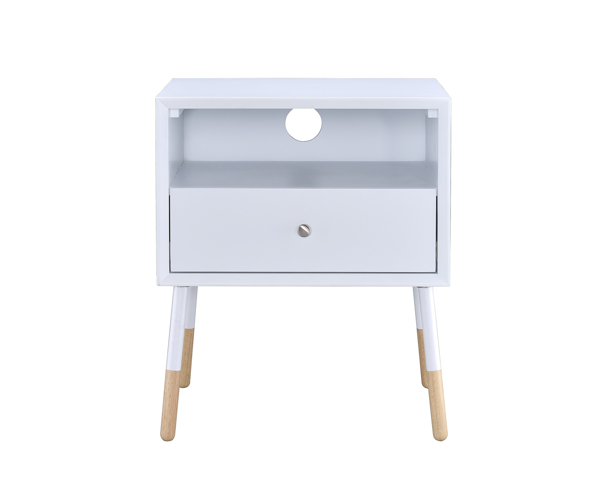 Acme Sonria II 1-Drawer End Table with Open Compartment in Black and Natural