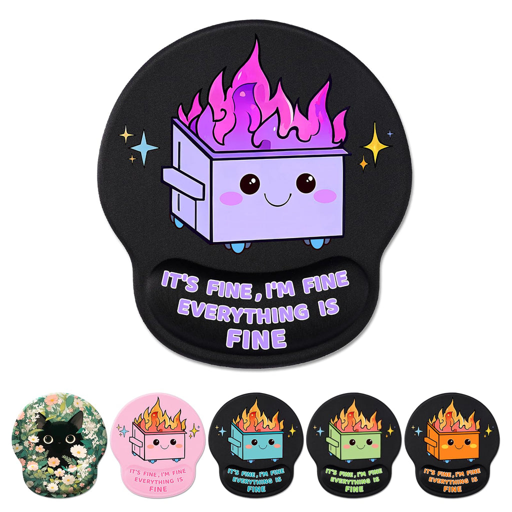 Hancynir Ergonomic Mouse Pad With Wrist Support, Cute Funny Gel Mouse Pads Wrist Rest, Dumpster On Fire Comfortable Computer Mou