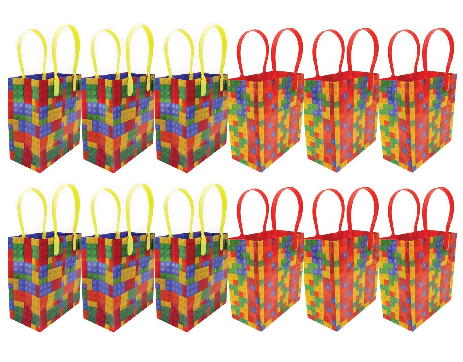 Tiny Mills Building Blocks Brick Party Favor Bags Treat Bags With Handles Birthday Party Goody Bags Candy Bags Pack Of 12