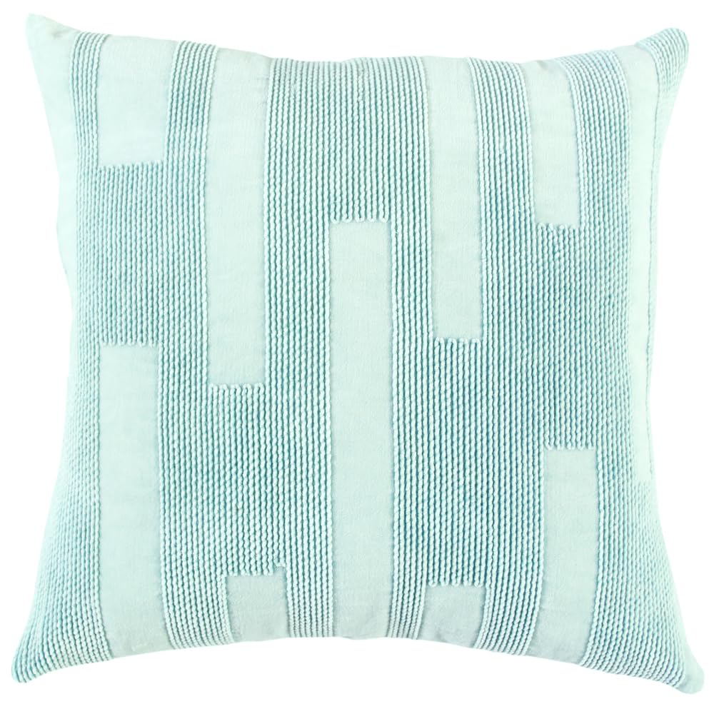 Rizzy Home 20&quot; x 20&quot; Down Filled Pillow with Cotton Velvet Cover-Light Blue