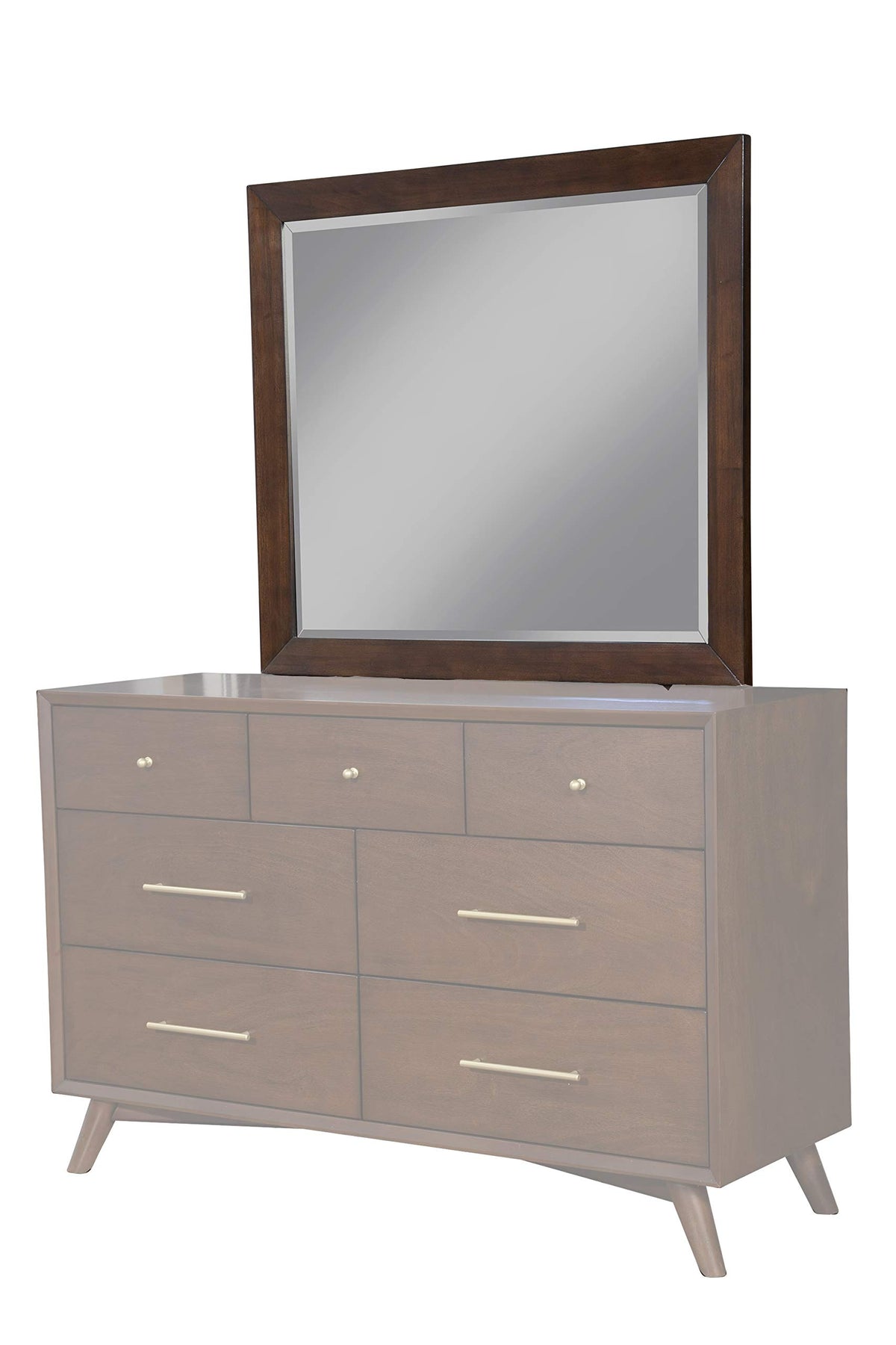 Alpine Furniture Flynn Mahogany And Okoume Veneer Dresser Mirror, Walnut