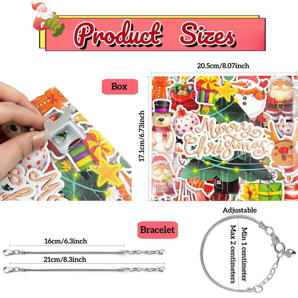 Advent Calendar 2024 Girls, Diy Jewelry Charm Bracelet Making Kit Beads, 24 Days Christmas Countdown Calendar, Stocking Stuffer