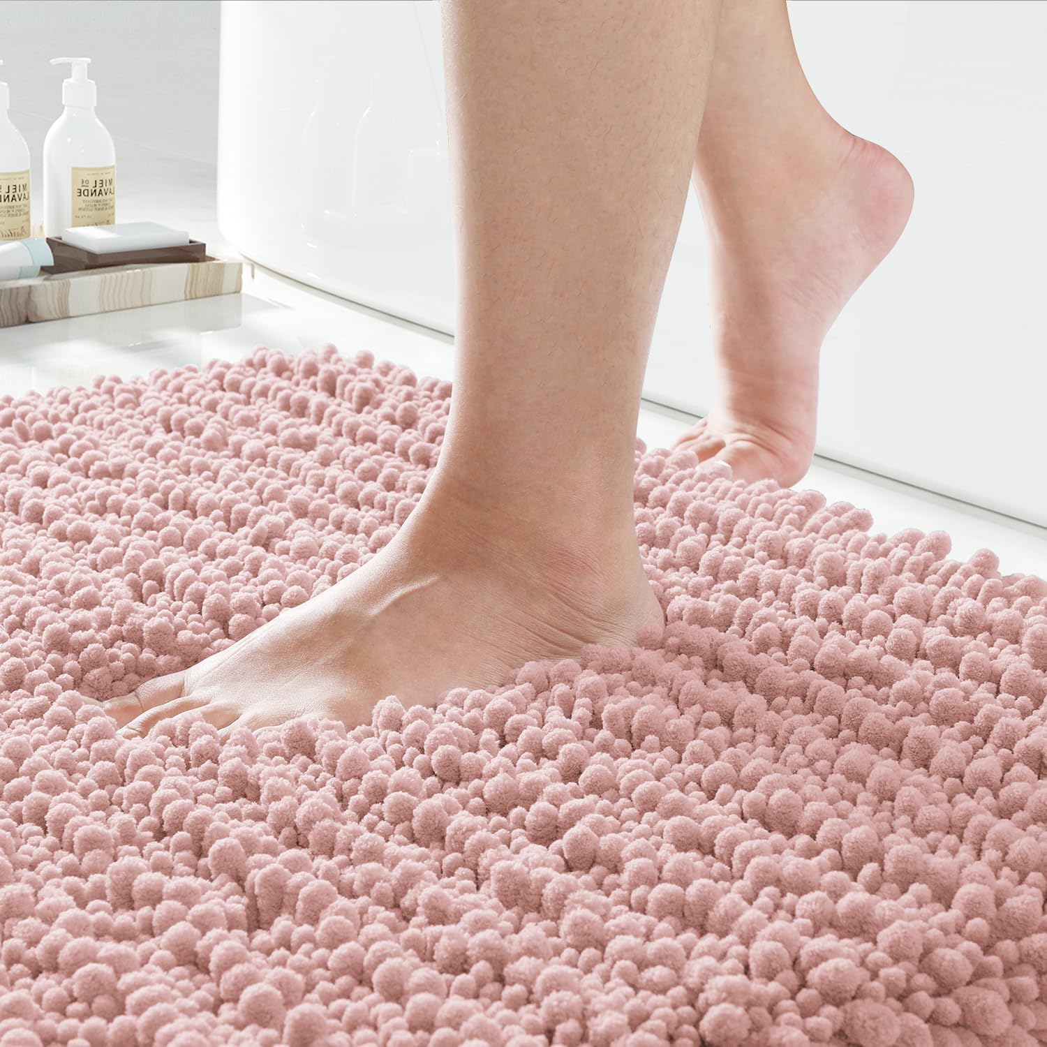 VDHJA Chenille Bath Mat, Floor Carpet for Home Bathroom, Bedroom, Balcony, Office, Living Room, Soft Non Slip Mat (Brown 40x 60c