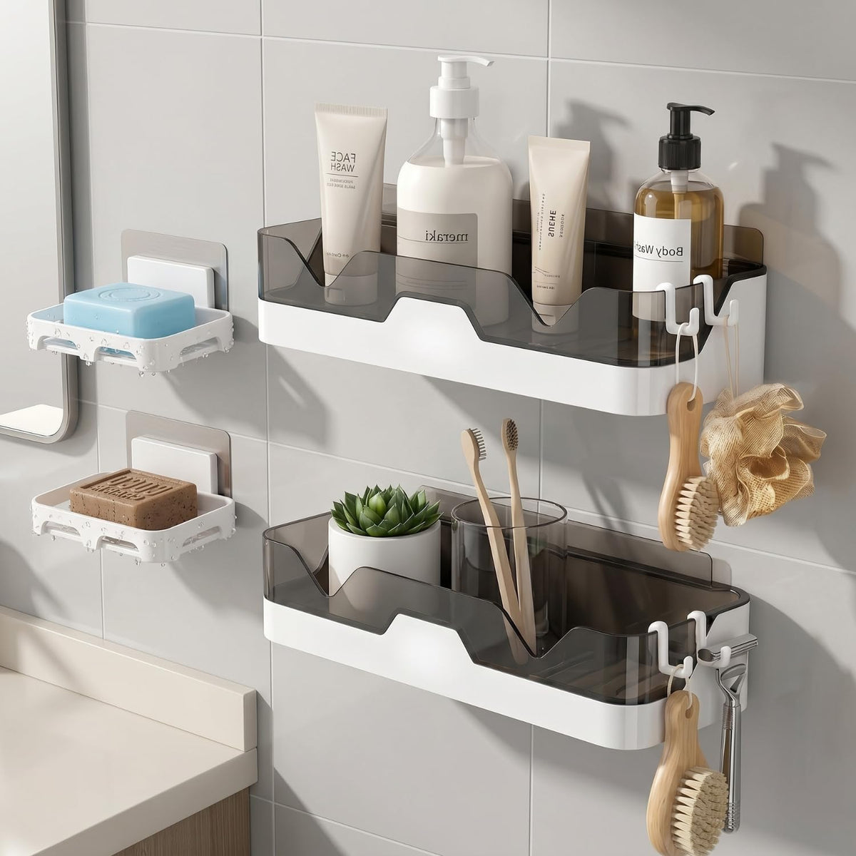 HOUSE OF VIPA Multipurpose Bathroom & Kitchen Organizer Stand | Plastic Storage Shelf for Toiletries, Utensils | Wall Shelf Alte