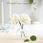 Bleum Cade 16Pcs Artificial Flowers Fake Roses With Stems, Ivory White Boxed Foam Roses For Diy Bouquets Centerpieces Wedding Pa