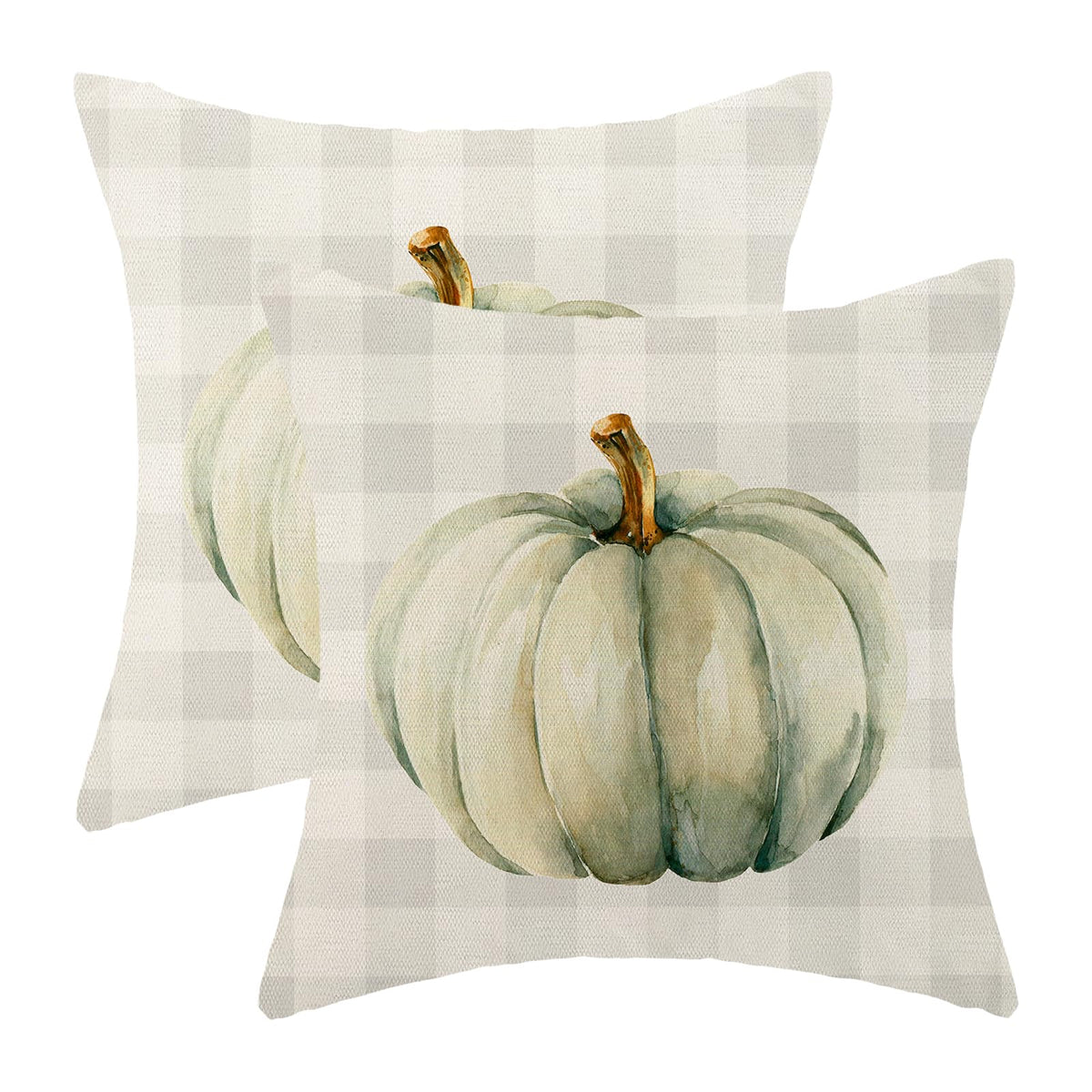 Gohdiwh Fall Pillow Covers 18X18 Set Of 2 Cream Pumpkin And Buffalo Plaid Fall Decor Pillowcase Linen Autumn Thanksgiving Decora