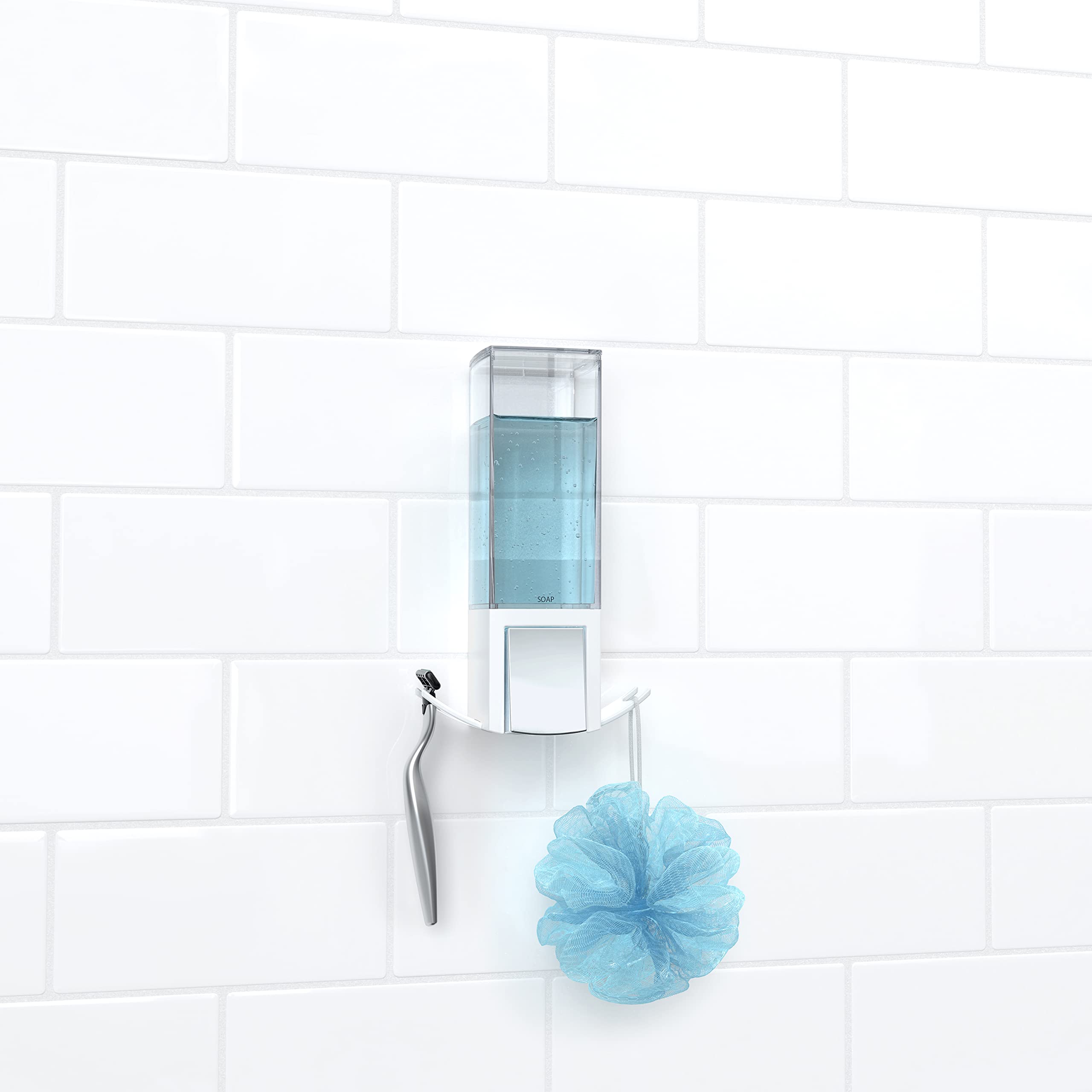 Better Living Products Clever Soap Dispenser, Liquid Soap Dispenser, 1 X 17 Fl. Oz. White, 4.88'' X 3.5'' X 8.25''