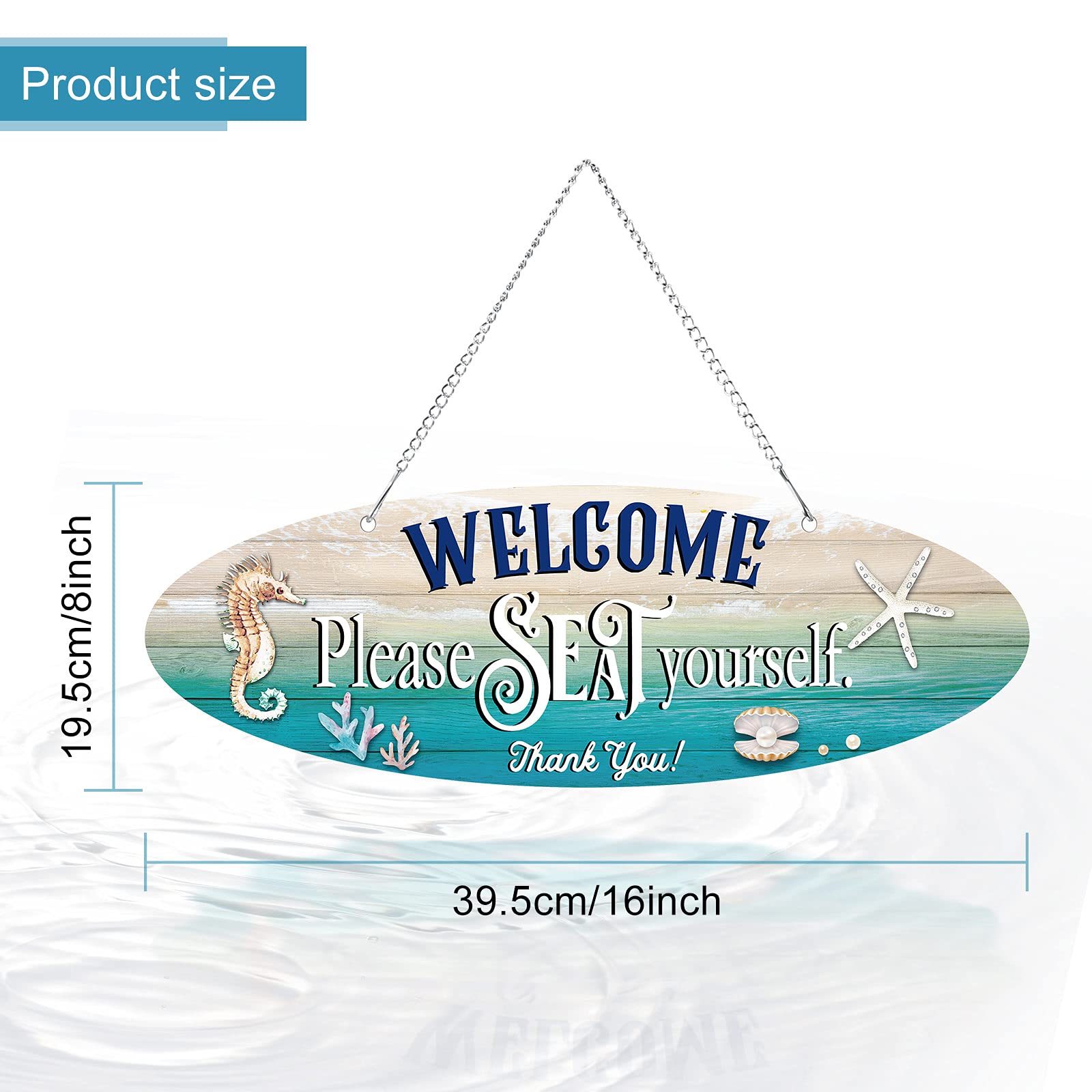 Hotop Hanging Sea Decorations Funny Bathroom Metal Wall Decor Sign Beach Marine Theme Art Ocean Home Welcome Please Seat Yoursel