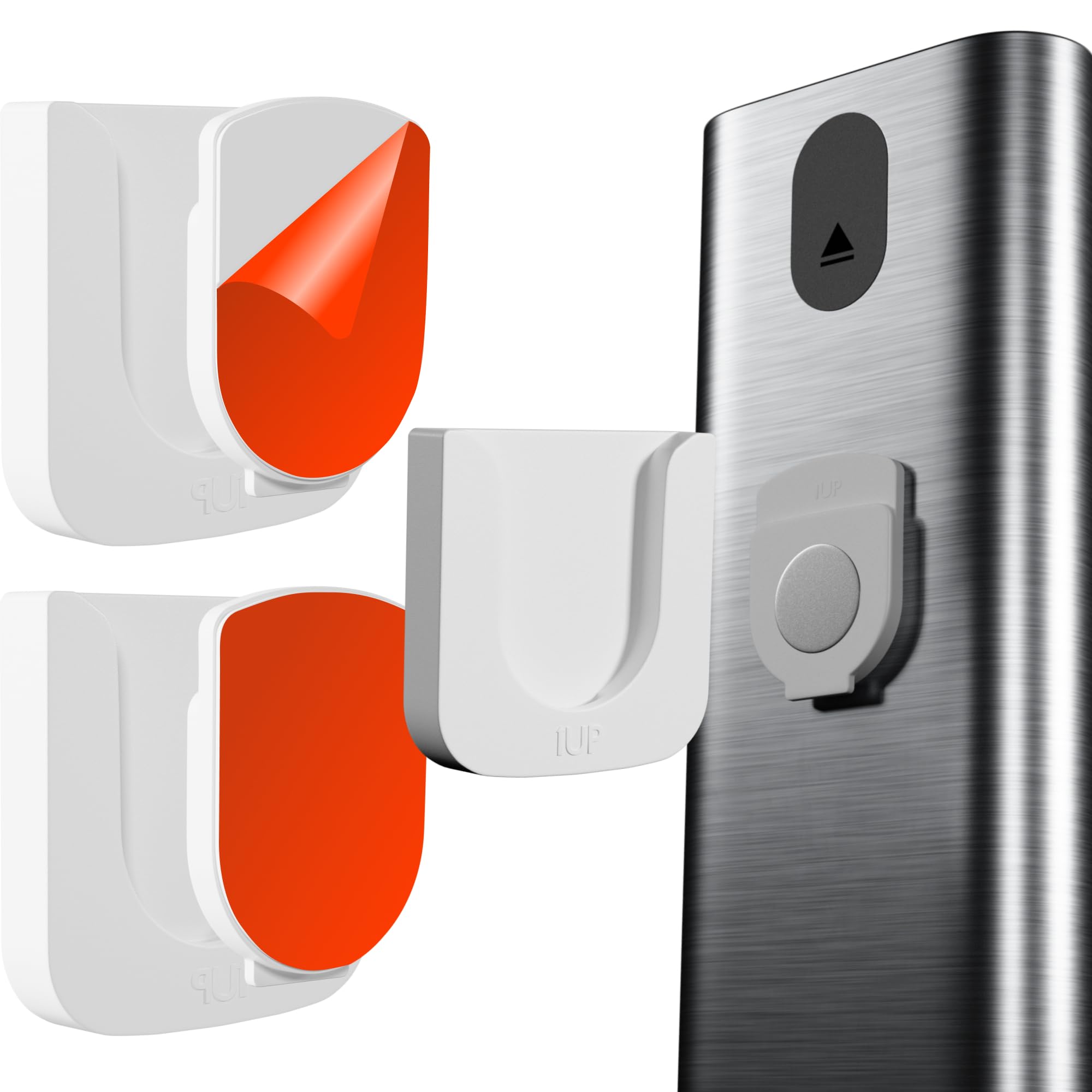 Magnetic Remote Control Holder - 2 Pcs White Set for TV, Fan, and Air Conditioner Remotes - Wall Mount with Self-Adhesive Back f