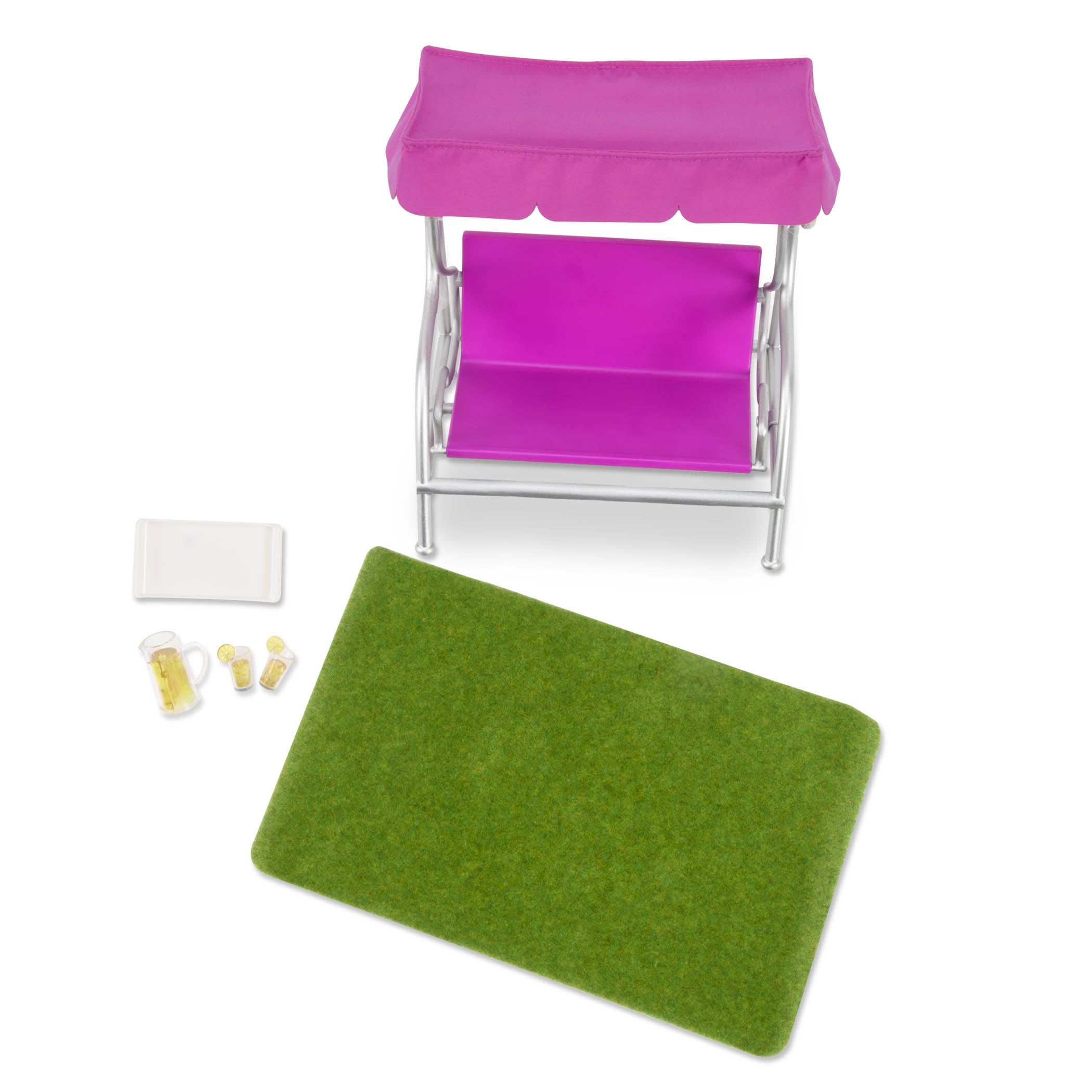 Lori  Patio Set for Mini Dolls  Outdoor Furniture for 6Inch Dolls  Dollhouse Accessories for Terrace, Garden  Toys for Kids