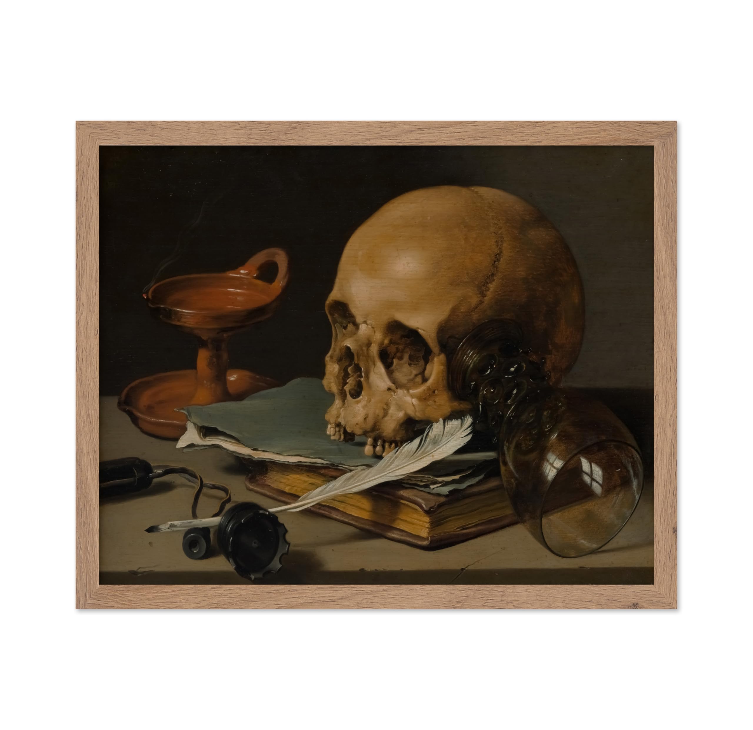 Poster Master Vintage Skull Poster - Retro Skull and a Writing Quill Painting Print - Macabre Art - Goth Gift for Him, Her - Hal