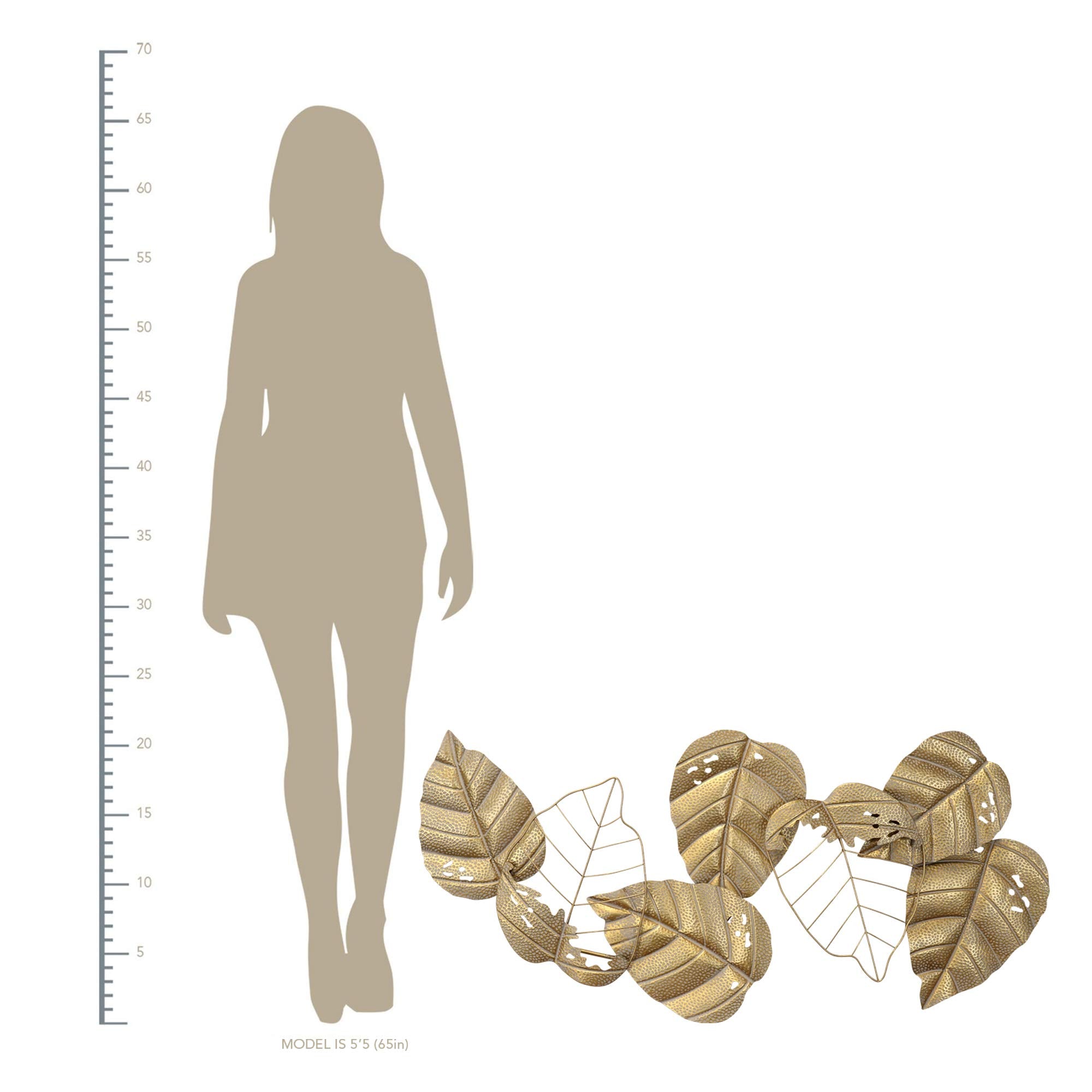 HomeRoots 100% Metal 48.82' X 1.97' X 21.26' Gold Metal Wall Decor