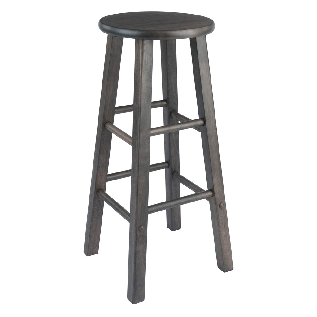 Winsome Element 2-Piece 29In Bar Stool Set, Oyster Gray Finish, Solid Wood, Modern Design