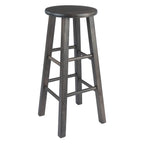 Winsome Element 2-Piece 29In Bar Stool Set, Oyster Gray Finish, Solid Wood, Modern Design