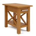 SIMPLIHOME Kitchener SOLID WOOD 14 inch Wide Rectangle Contemporary Narrow Side Table in Light Golden Brown with Storage, 1 Draw