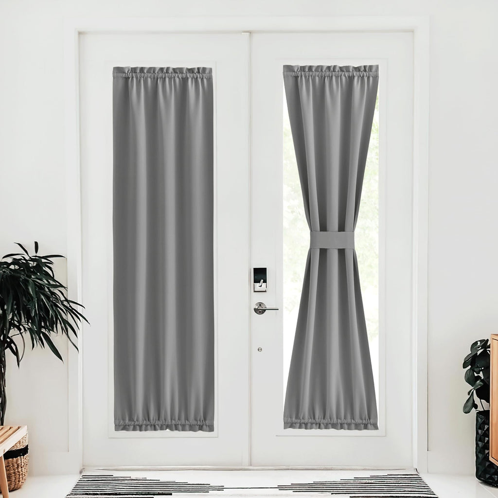 Nicetown Blackout Door Curtains, Elegance French Door Curtains For Privacy, Thermal Insulated Door Panels, Room Darkening Door Window Covering For Doorway, Silver Grey, 25' W X 80' L, 1 Panel