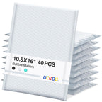 Ucgou Bubble Mailers 10.5X16 Inch 40 Pack Usable Size 10.5X15 Inch Large Padded Envelopes White Waterproof Packaging Bags For Sh