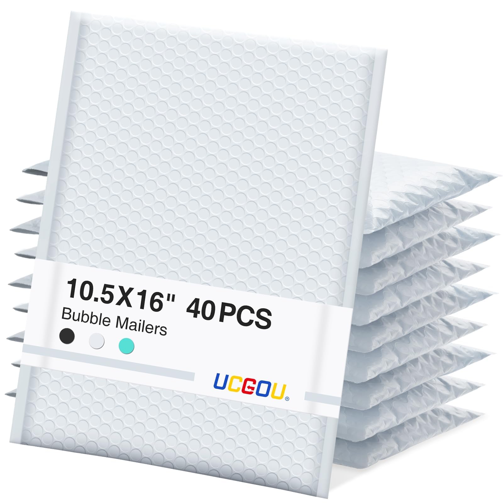 Ucgou Bubble Mailers 10.5X16 Inch 40 Pack Usable Size 10.5X15 Inch Large Padded Envelopes White Waterproof Packaging Bags For Sh