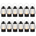 Reperla 12Pcs Mini Lantern with Flickering LED Candle, Black 6' Hanging Candle Lantern, Table Centerpiece, Vintage Lantern Deco