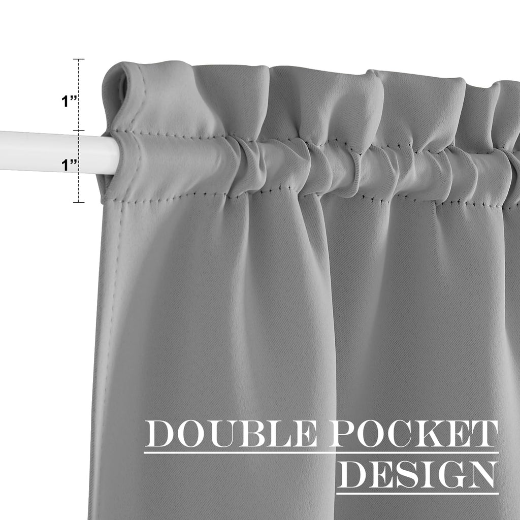 Nicetown French Door Curtain - Silver Grey Blackout Drape Energy Saving Thermal Insulated Drapery/Front Door Panel Including Adjustable Tie Back, 25 By 64 Inch, 1 Panel