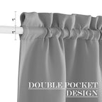 Nicetown French Door Curtain - Silver Grey Blackout Drape Energy Saving Thermal Insulated Drapery/Front Door Panel Including Adjustable Tie Back, 25 By 64 Inch, 1 Panel
