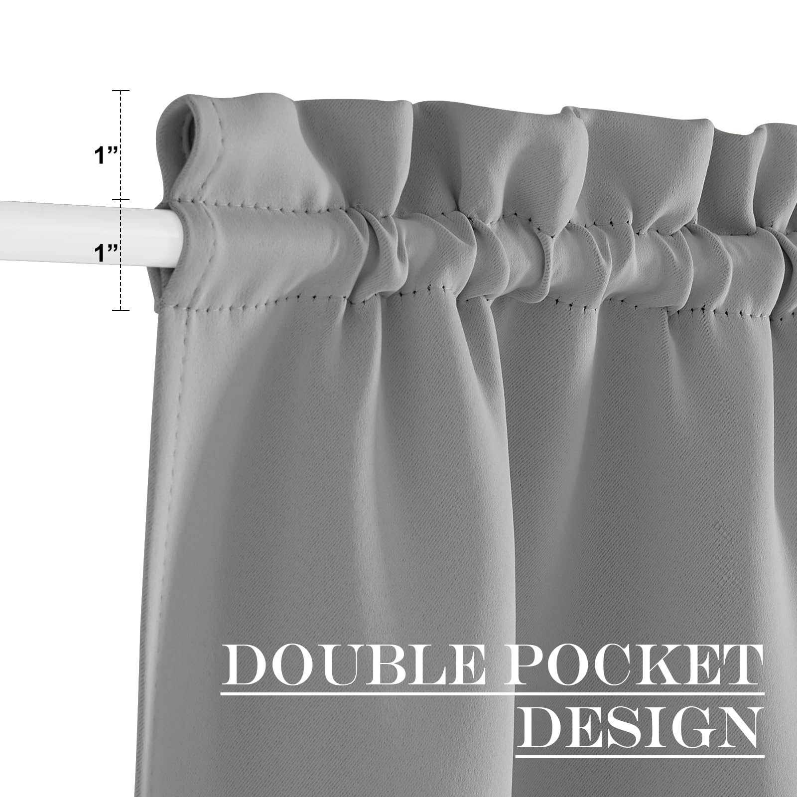 Nicetown Blackout Door Curtains, Elegance French Door Curtains For Privacy, Thermal Insulated Door Panels, Room Darkening Door Window Covering For Doorway, Silver Grey, 25' W X 80' L, 1 Panel