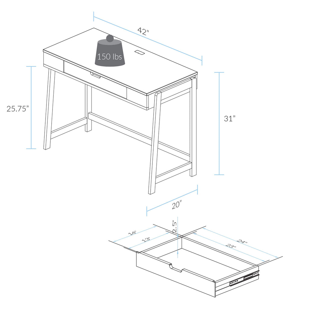 Neorustic Smart Desk With Usb Ports, Solid American Maple Legs
