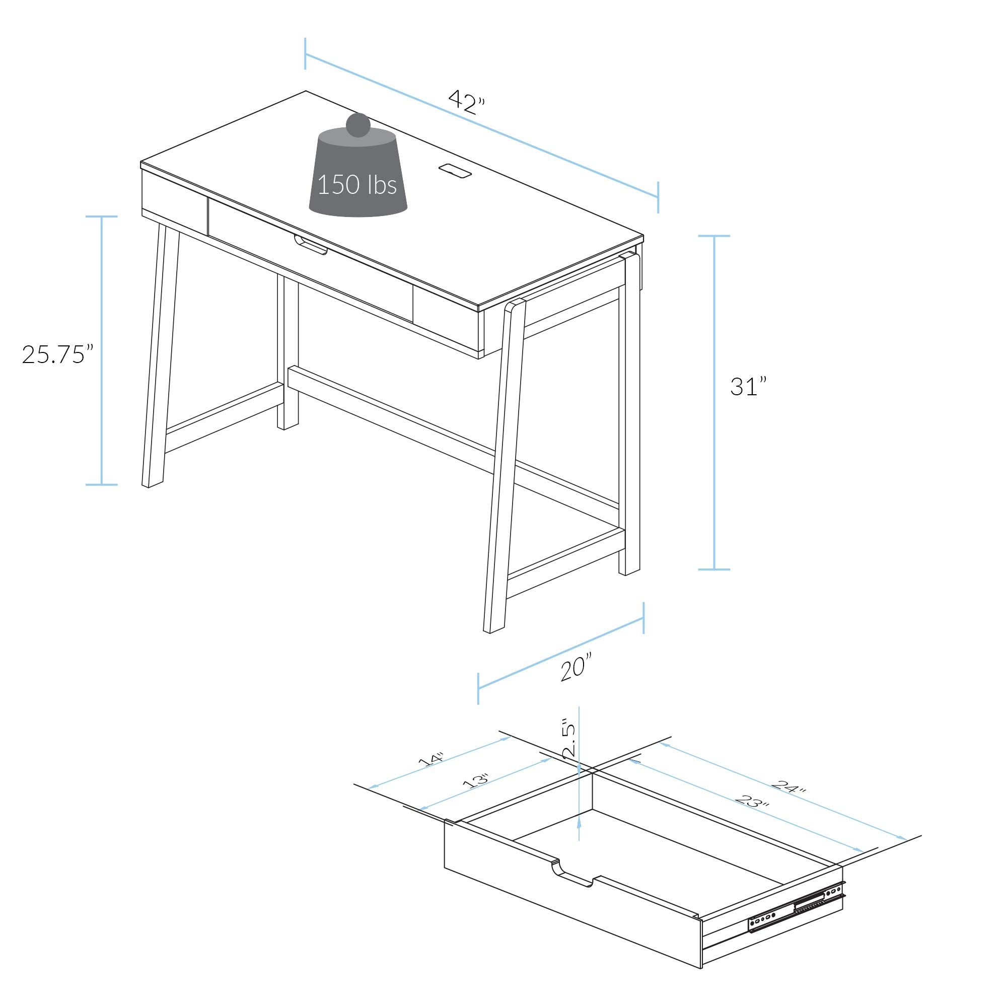 Neorustic Smart Desk With Usb Ports, Solid American Maple Legs
