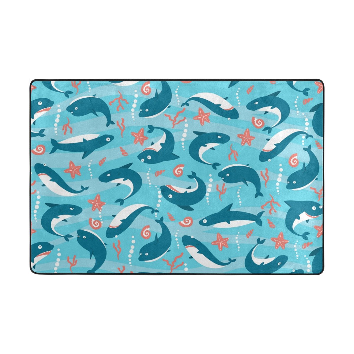 My Little Nest Area Rug Cute Sharks Lightweight Doormat 2' X 3', Memory Sponge Indoor Outdoor Decor Carpet For Entrance Living Room Bedroom Office Kitchen Hallway