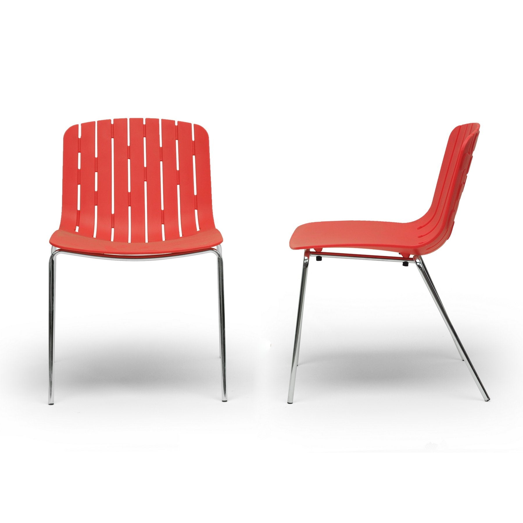 Baxton Studio Florissa Plastic Modern Dining Chair, Red, 23Lx19.5Wx30.875H (Set Of 2)