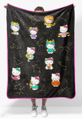 Hello Kitty Zodiac Stars Plush Throw Blanket - Measures 40 X 50 Throw - Super Soft Lightweight Fleece Bedding