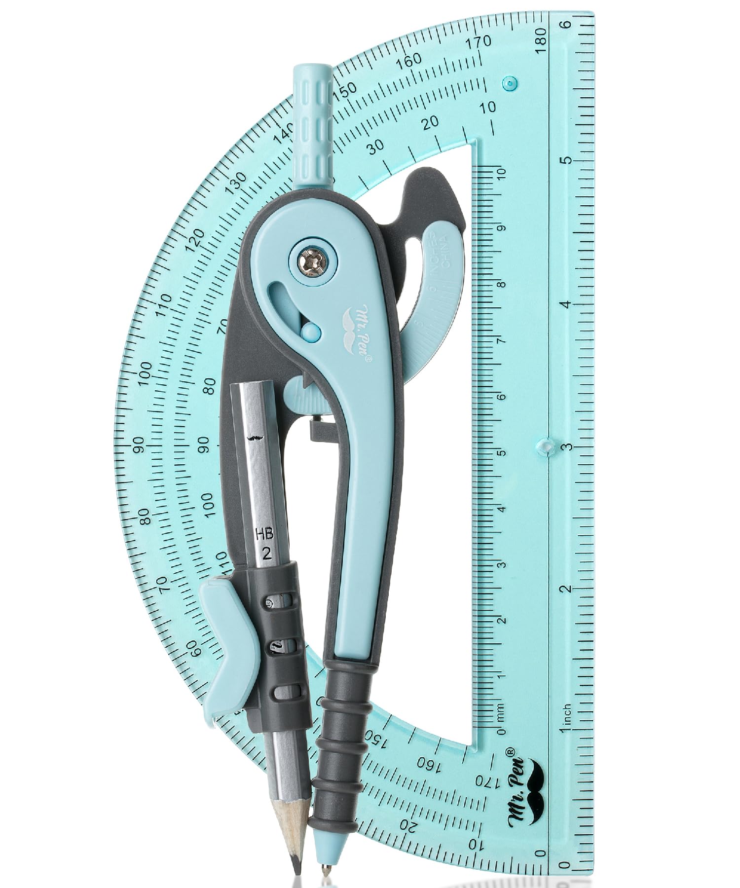 Mr. Pen- Compass And Protractor Set, Sky Blue, Compass Geometry Tool, Protractor And Compass Set, Compass Drawing Tool, Drawing