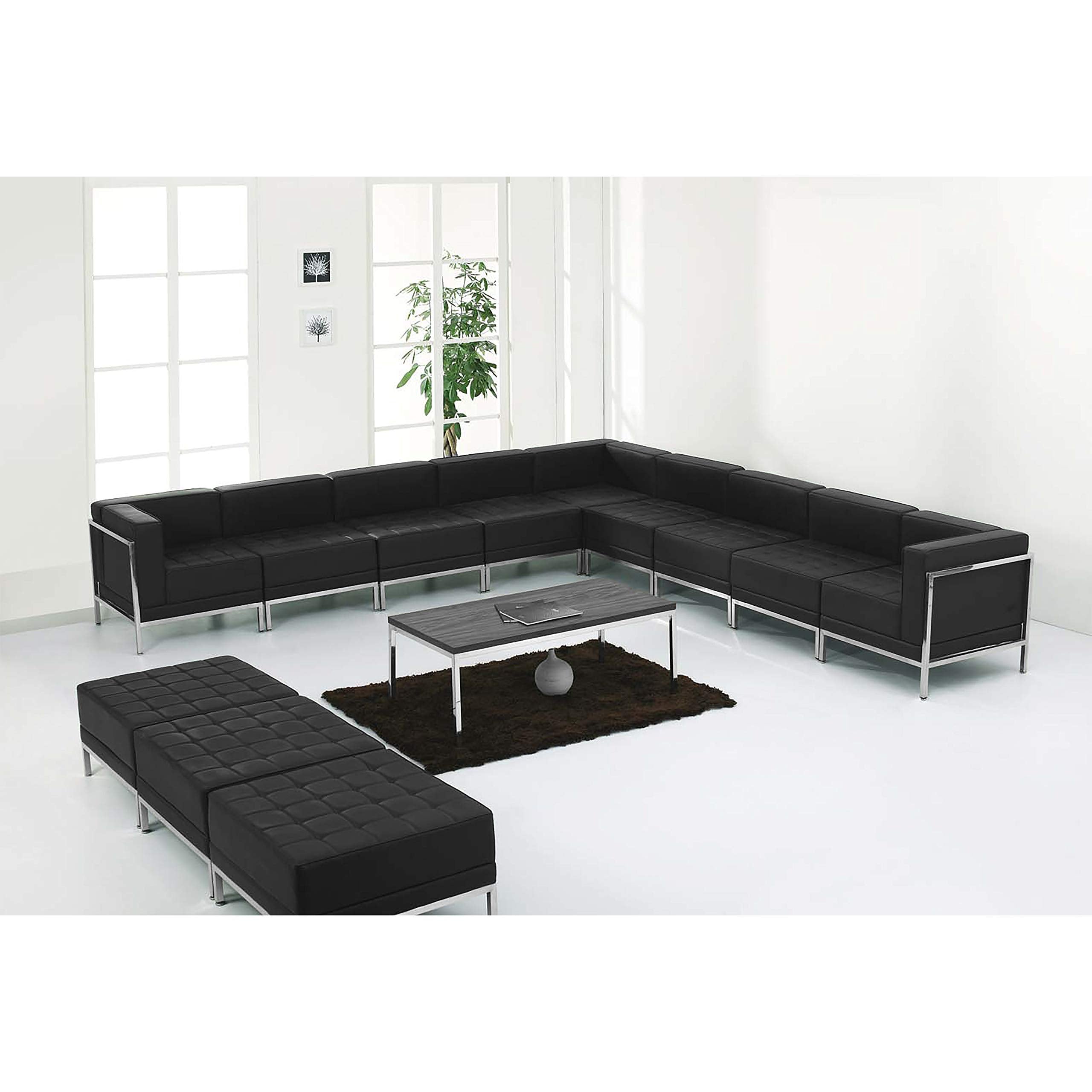 Flash Furniture HERCULES Imagination Series Black LeatherSoft Sectional & Ottoman Set, 12 Pieces