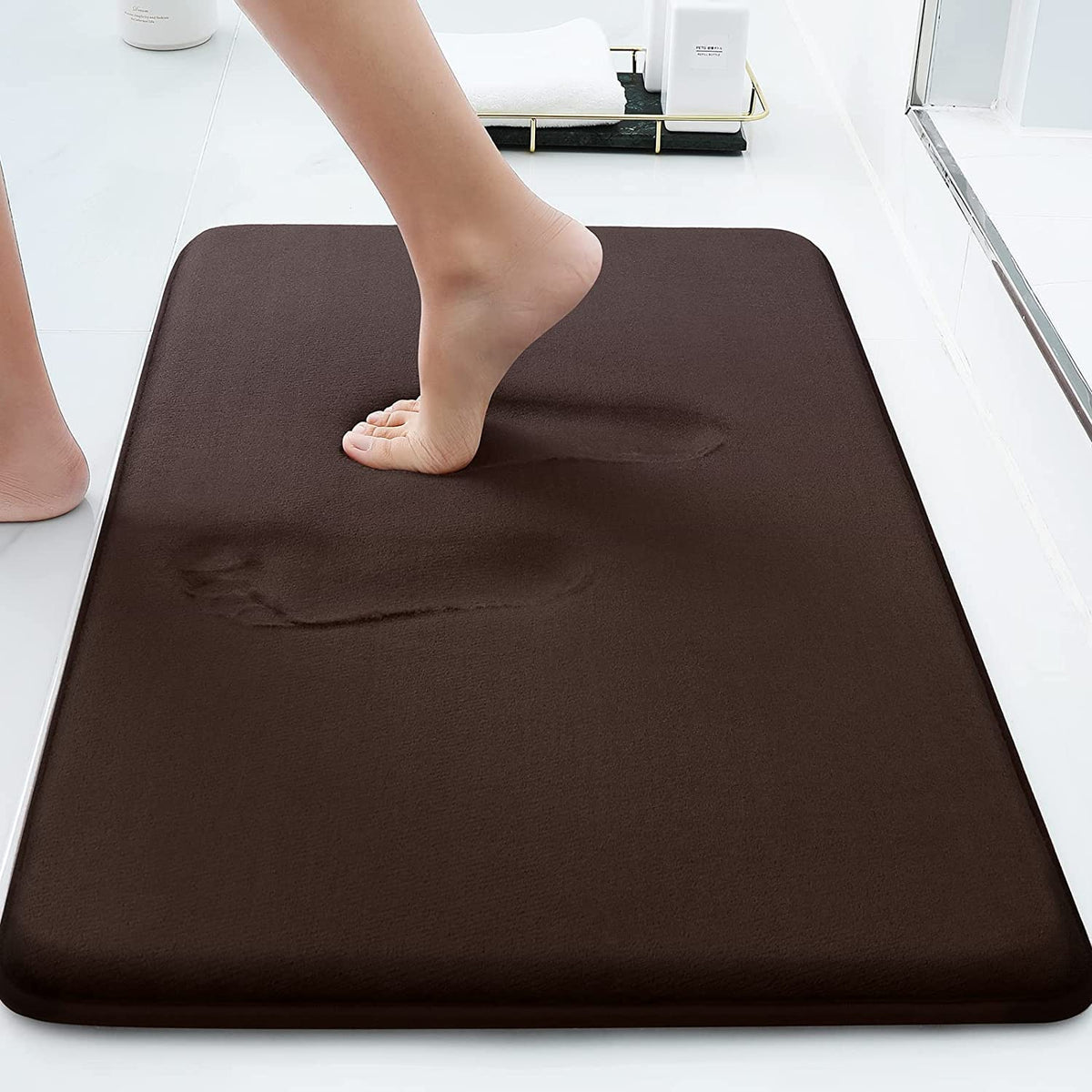 Home Brilliant Memory Foam Bathroom Mats Non Slip Super Absorbent Bath Rugs Carpet Super Cozy Quick Dry Machine Wash Bathroom Ma