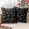 Miulee Christmas Set Of 2 Decorative Throw Pillow Covers Soft Faux Fur Winter Pillow Covers With Silver Snowflake Glitter Cute P