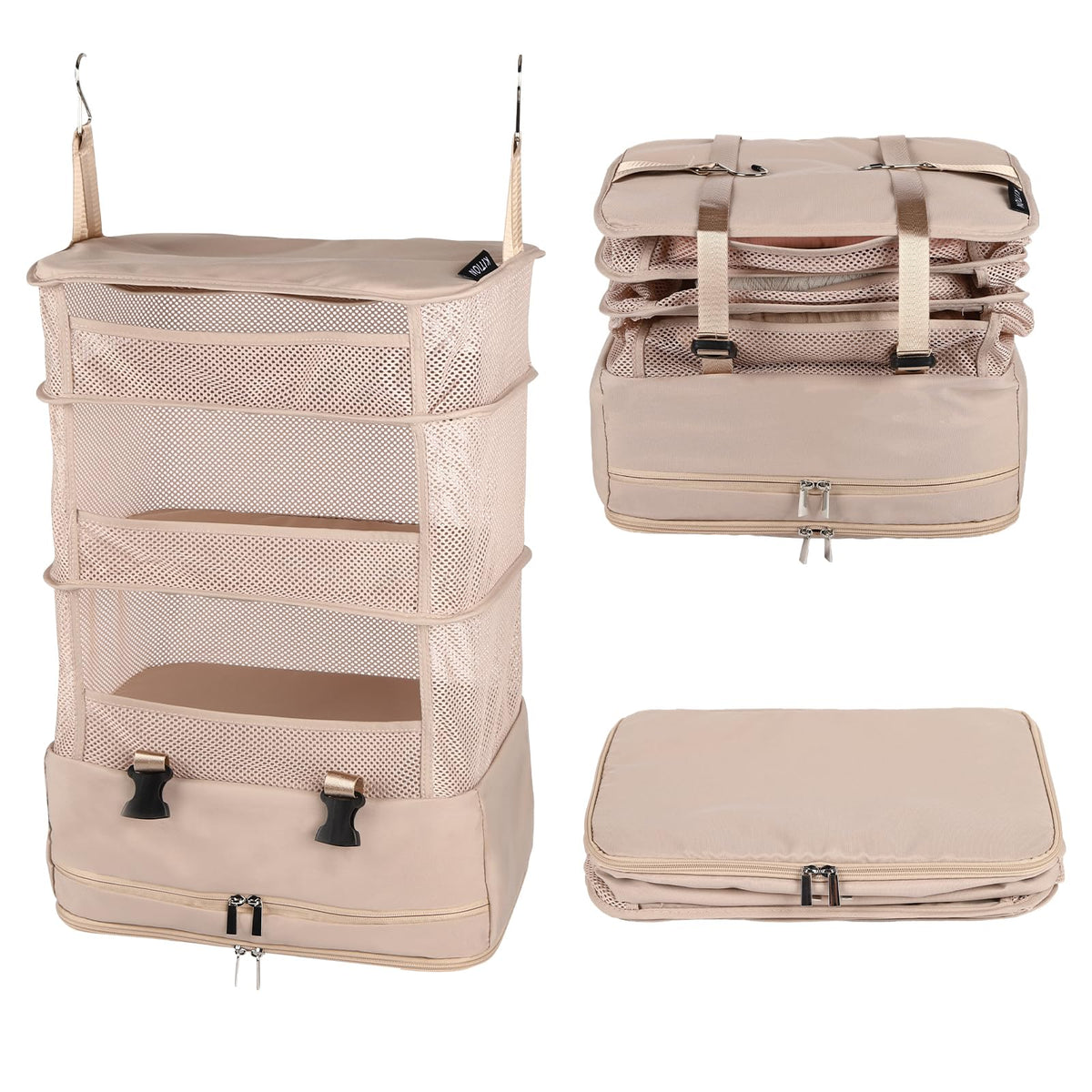 RV Closet Organizers and Storage, 5Tier Hanging Organizer with Metal Hooks, Foldable into Portable Carry Bag, Collapsible Space