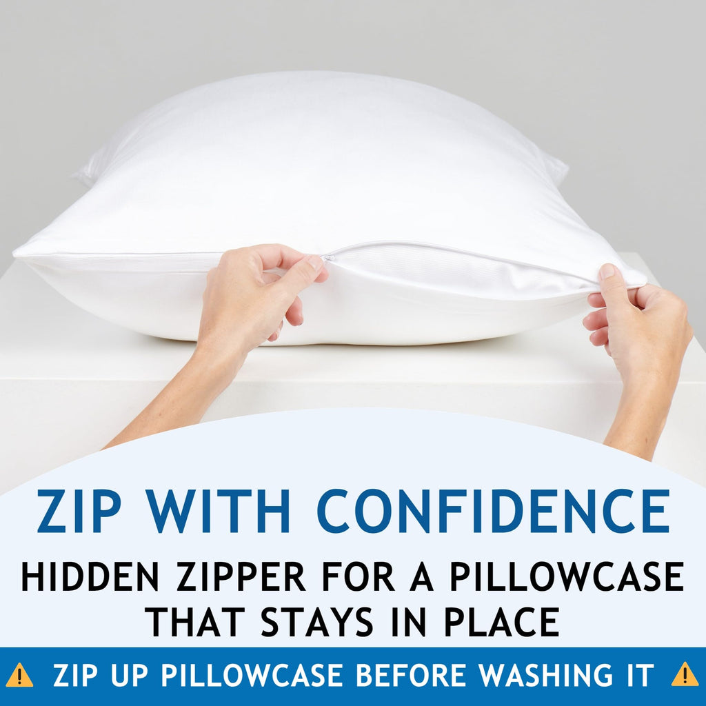 Cooling Pillow Cases King - 100% Viscose Bamboo Pillowcase Set Of 2 Zippered, Cool Viscose Bamboo Pillow Cases For Hot Sleepers,