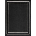 Nourison Essentials Indoor/Outdoor Solid Bordered Black Ivory 4' X 6' Area Rug, Easy Cleaning, Non Shedding, Bed Room, Living Ro