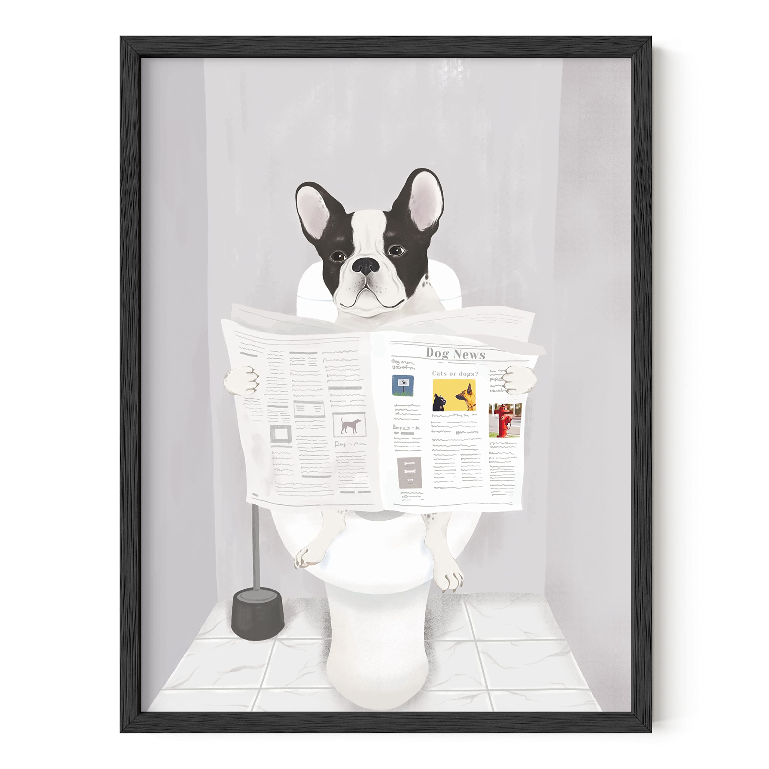 HAUS AND HUES Funny Dog Bathroom Decor - Funny Bathroom Decor Wall Art, Dog Bathroom Wall Art and Animal Poster, Dog Bathroom Si