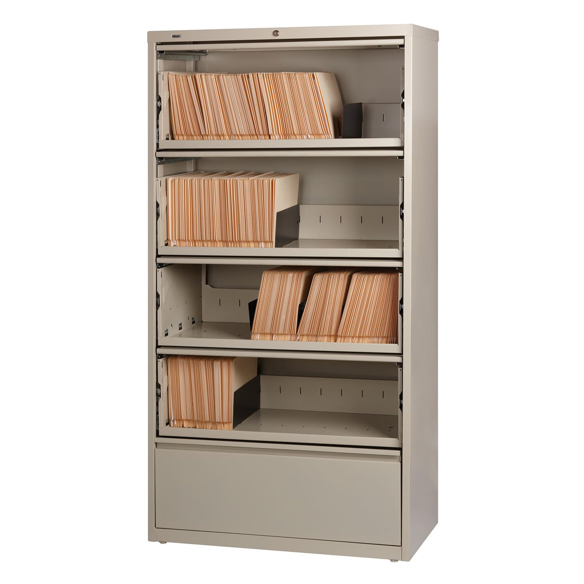 Lorell LLR43512 Receding Lateral File with Roll Out Sleeves, Putty