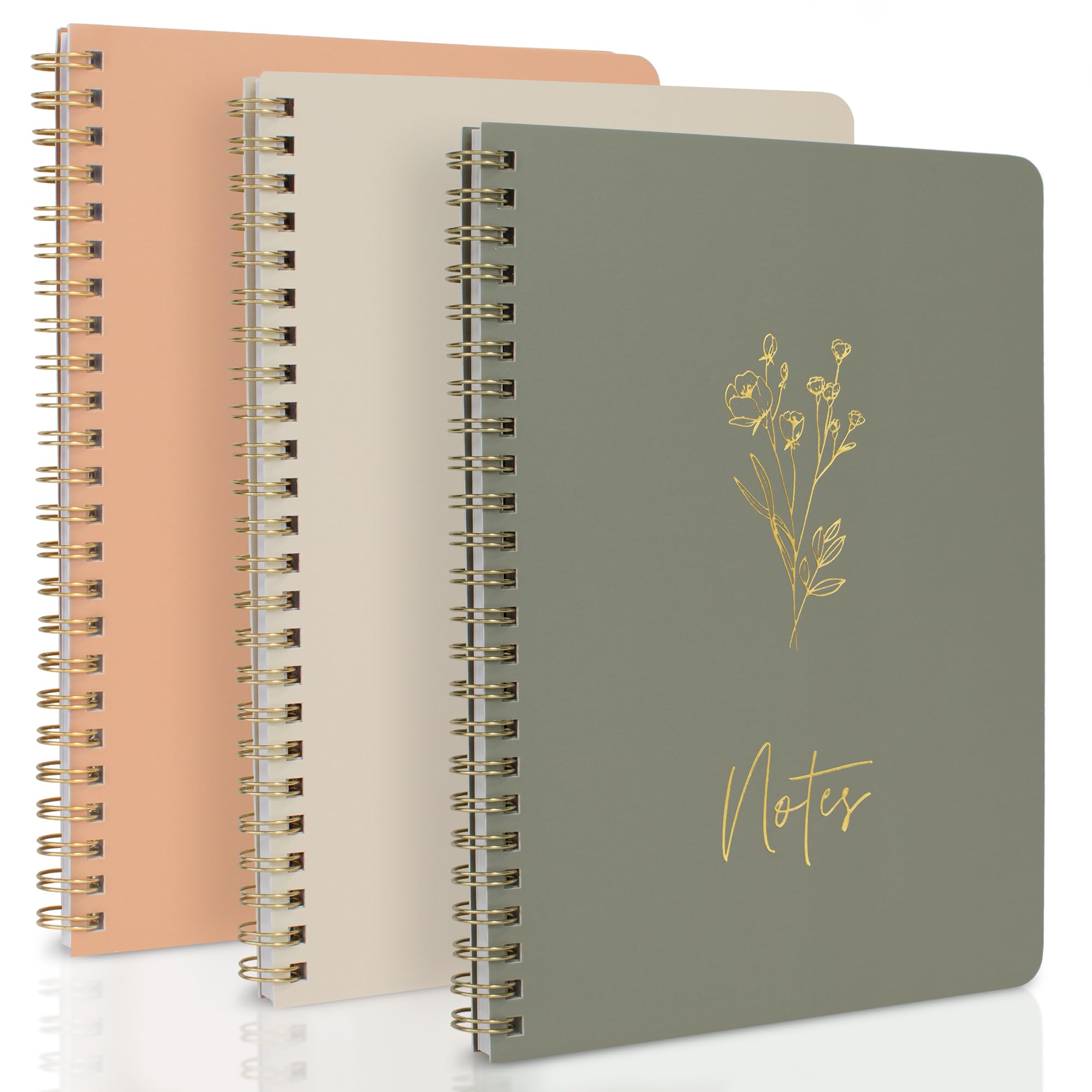 Zicoto Aesthetic Spiral Notebook Set Of 3 For Women - Cute College Ruled 8X6 Journal/Notebook With Large Pockets And Lined Pages