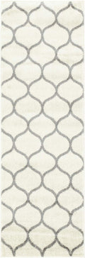 Unique Loom Trellis Frieze Collection Area Rug - Rounded (2' x 6' 1'' Runner Ivory/Gray)