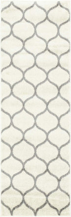 Unique Loom Trellis Frieze Collection Area Rug - Rounded (2' x 6' 1'' Runner Ivory/Gray)