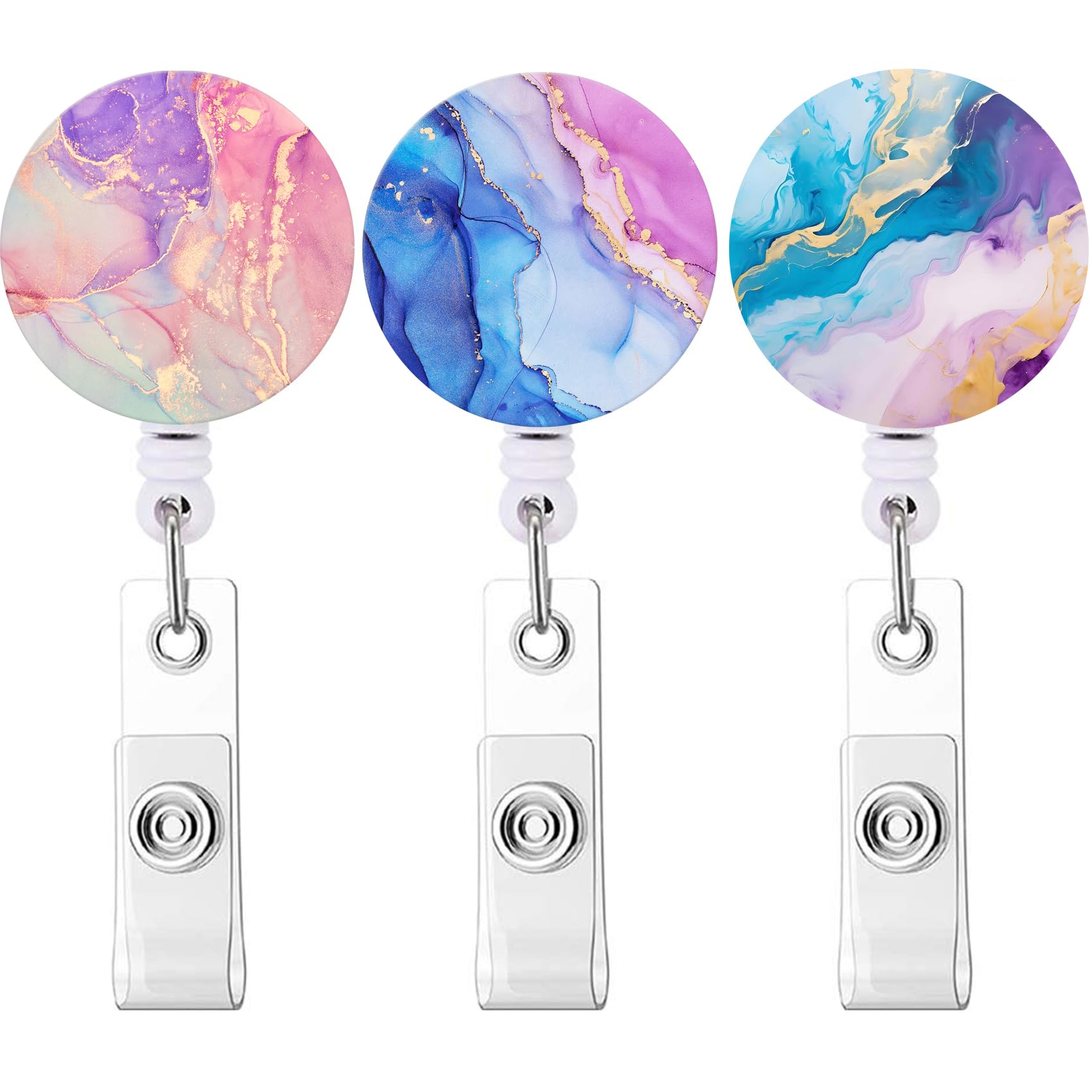 Badge Reel, Retractable Nurse Badge Holder With Alligator Clip Id Name Card Badge Clip For Office Student Doctor Nurse(3Pack Cut