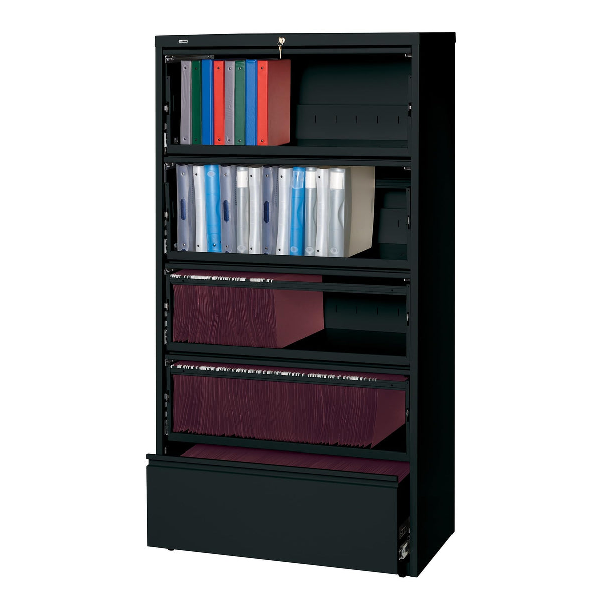 Lorell Llr43513 - Receding Lateral File With Roll Out Shelves - 5-Drawer