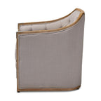 Baxton Studio Terina French Country Industrial Grey-Beige Fabric Upholstered Whitewashed Oak Wood Armchair with Metal Accents