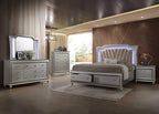 Acme Kaitlyn Wooden Frame Mirror With Led In White And Champagne