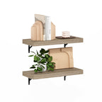 Furinno Tanna 22-Inch Wall Mounted Floating Display Shelves, Natural, Set of 2