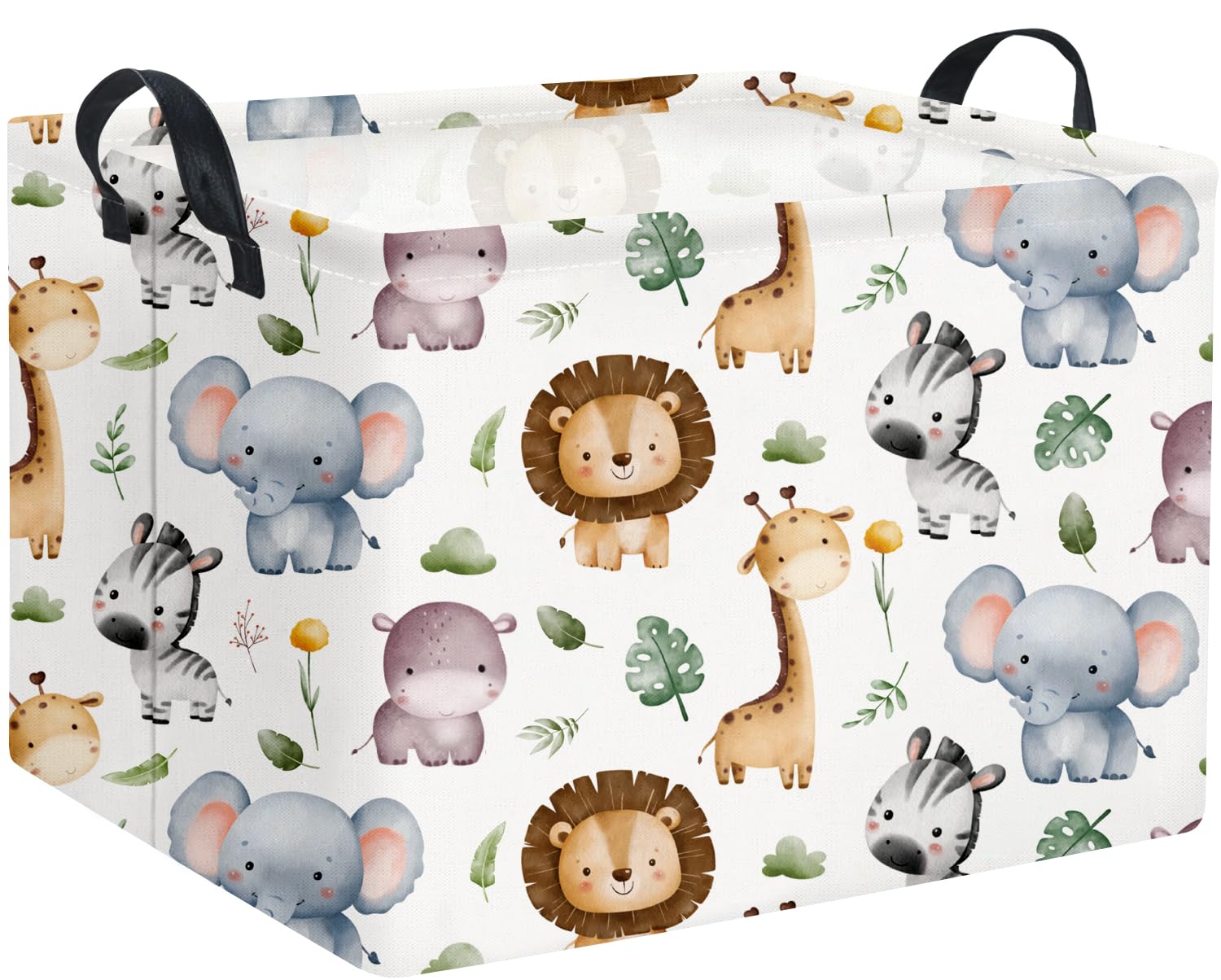 HIYAGON Rectangular Woodland Animal Basket Baby Storage Basket Storage Bin Organizer Box Animal Room Decor(Animal Basket)