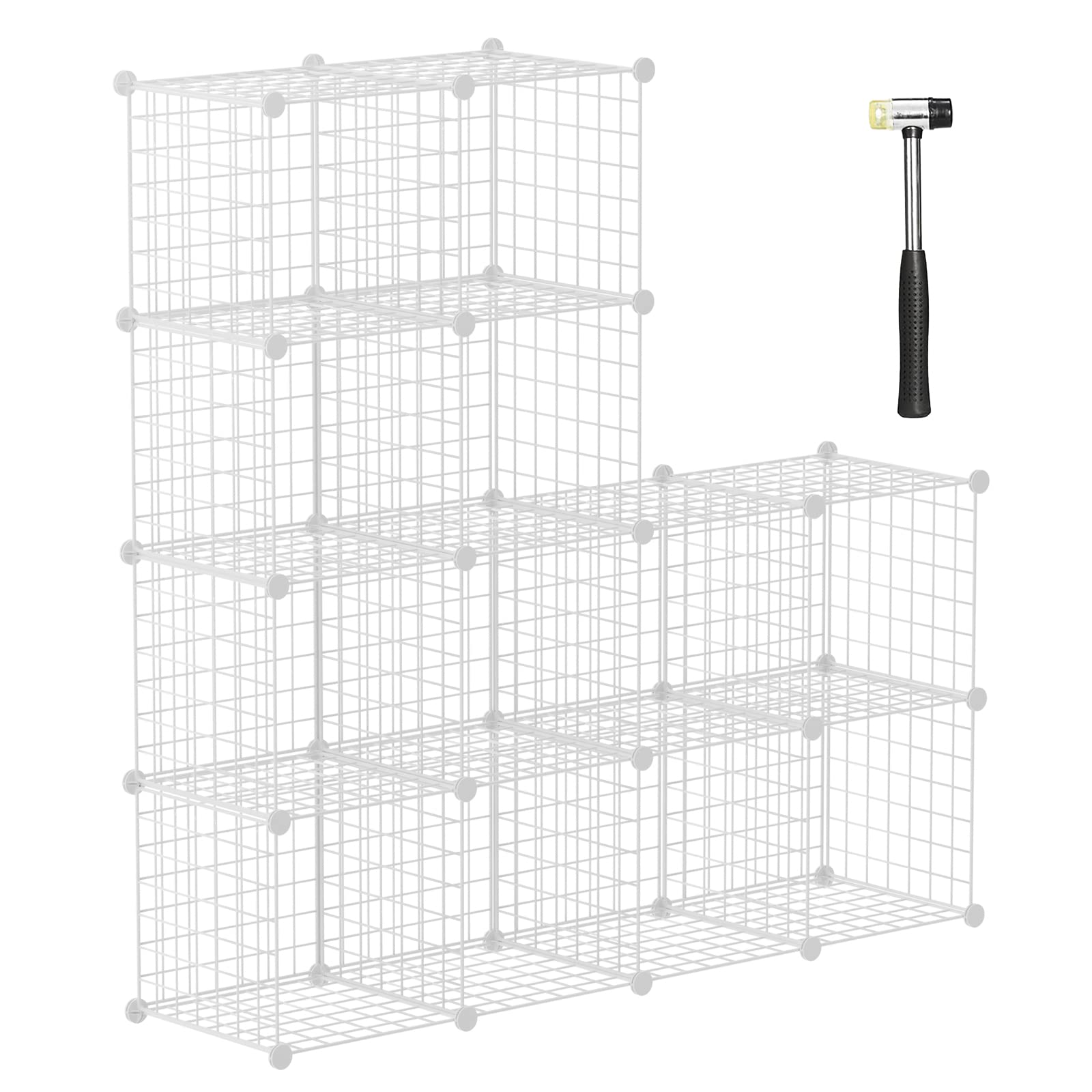 HUBSON Wire Cube Storage Organizer, Book/Toy/Craft/Potted Plants and Pet Closet Organizers and Storage Shelves, 12-Cube Freely C